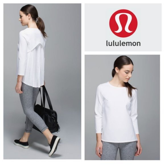 Lululemon Pleat On Long Sleeve Off White Blouse in Size 6 - Picture 1 of 15